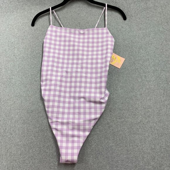 Skatie Other - Skatie x Amber Fillerup Clark Swimwear Womens Large Purple Gingham Plaid NEW